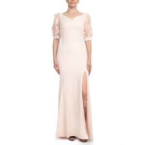 NEW ALBERTO MAKALI embellished lace sleeve mermaid slit side gown in rose